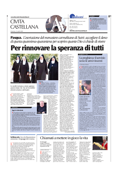 Avvenire - pagina diocesana del 12/04/2020